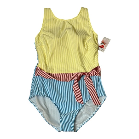 Lands’ End High Neck Tummy Control Belted One Piece Swimsuit NWT - Picture 1 of 5